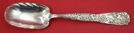 Berry Spoon leaf shape  w/ grape motif  8 3/4